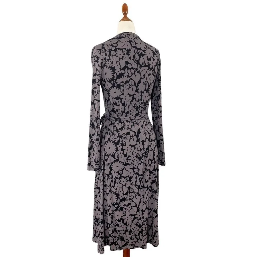 Boden Soft Jersey Long Sleeve Wrap Dress Purple Grey Size 6 Long - Picture 4 of 8